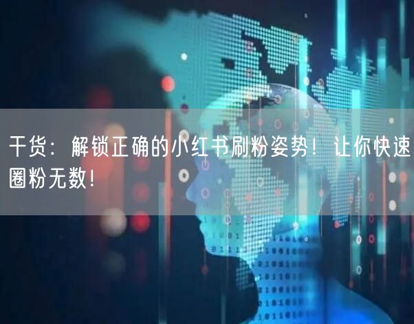 干货：解锁正确的小红书刷粉姿势！让你快速圈粉无数！