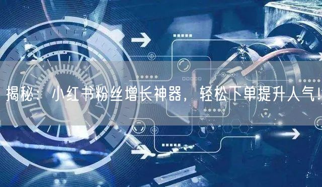 揭秘：小红书粉丝增长神器，轻松下单提升人气！